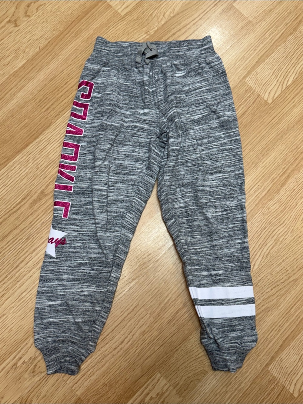 Extremely Me Girls Gray Pink Glitter Graphic Jogger Sweatpants Size 4